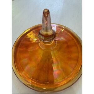 Vintage Carnival Glass Sugar Bowl Lid Approx. 5 1/8" wide Amber Color Lid Only